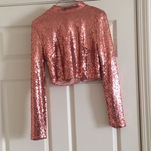 Long Sleeve Copper Crop Top